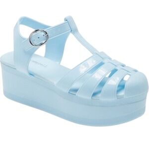Jeffrey Campbell Light Blue Jelly Platform Wedge Sandals Women's Size 7